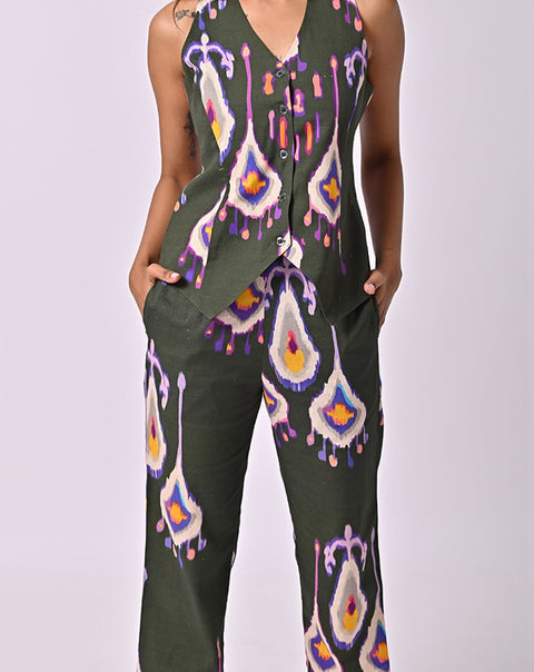 Chandelier Green Ikat Pants