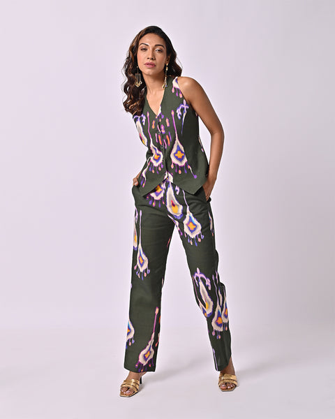 Chandelier Green Ikat Pants