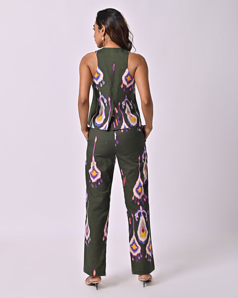 Chandelier Green Ikat Waistcoat