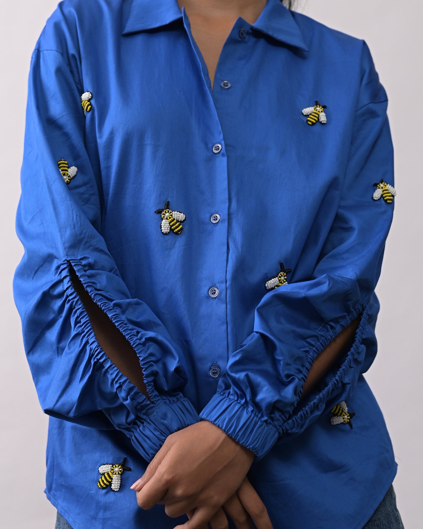 Blue Bee Embroidered Shirt