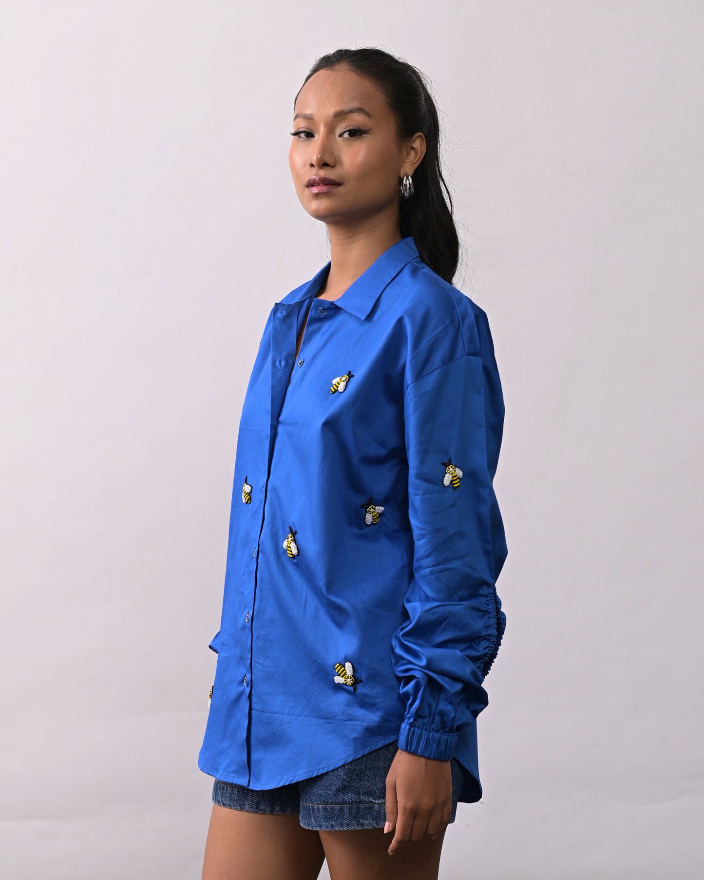 Blue Bee Embroidered Shirt