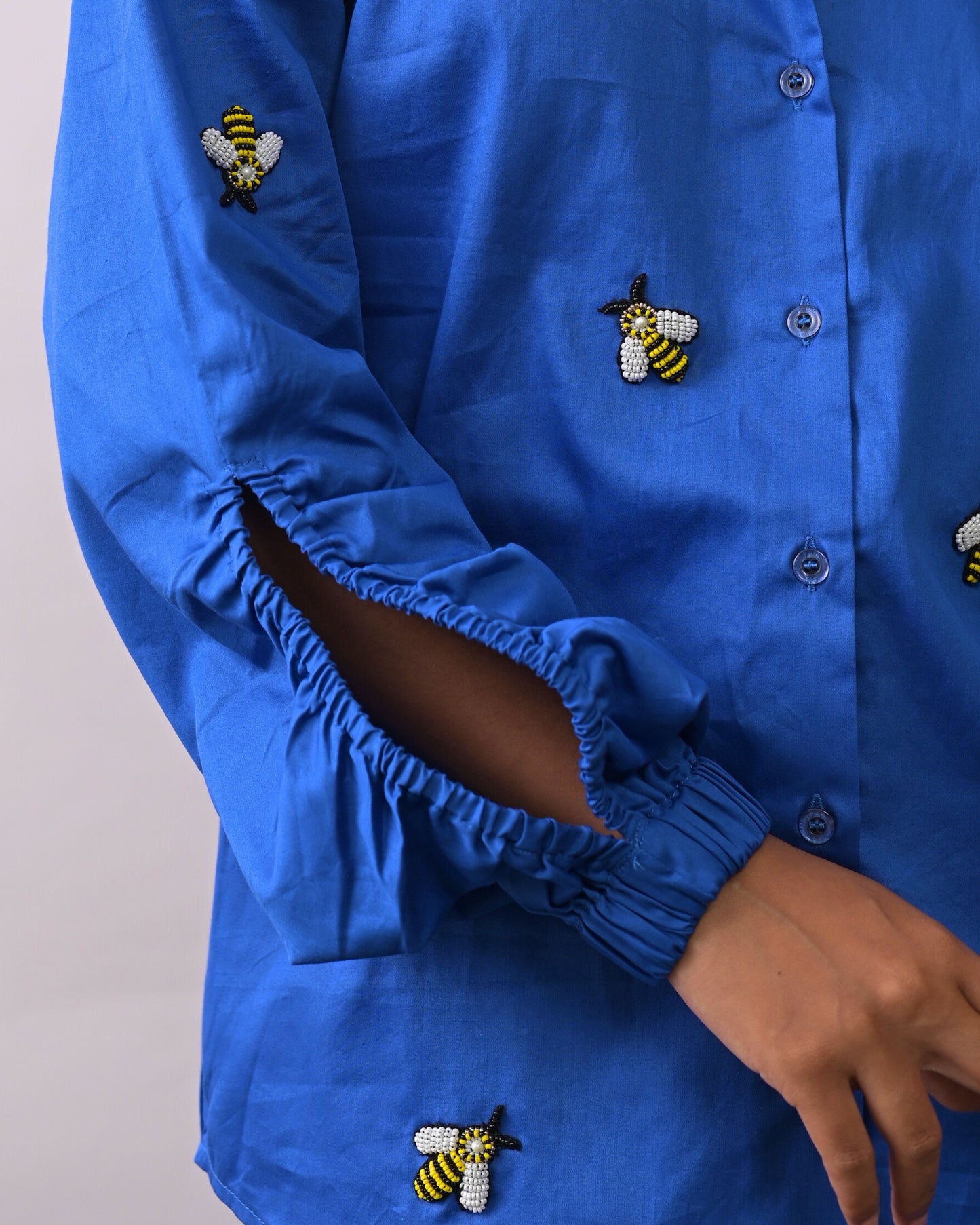 Blue Bee Embroidered Shirt