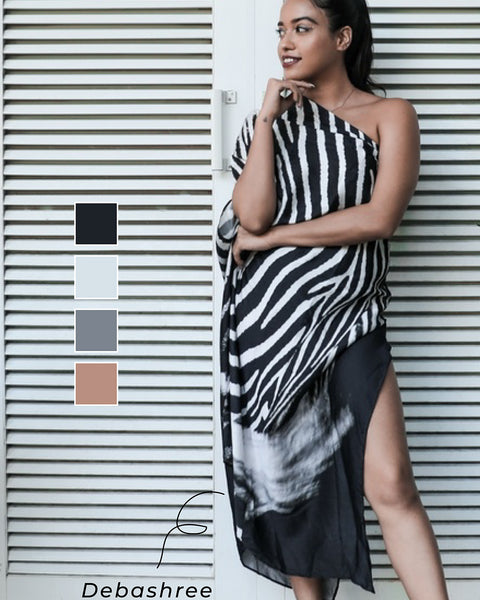 Multicolor Zebra Kaftan Dress - Abstract Print