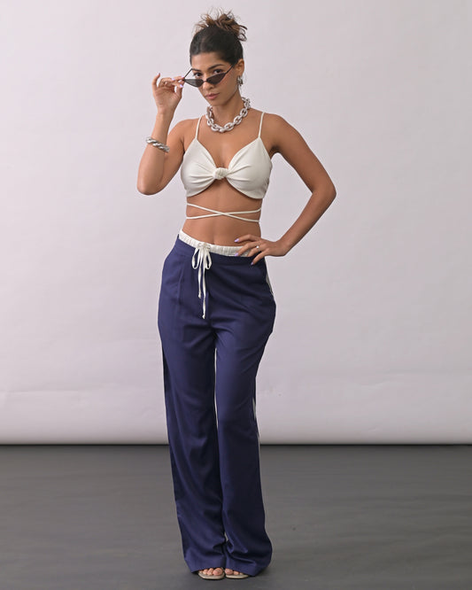 Natasha Navy Blue Straight Pant