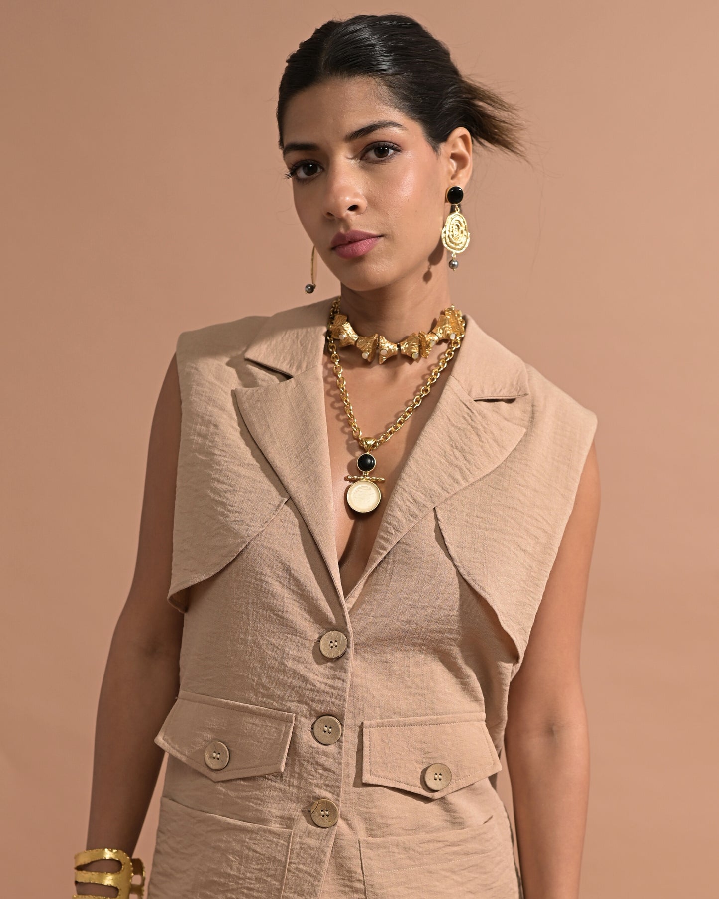 Portia Beige Waistcoat