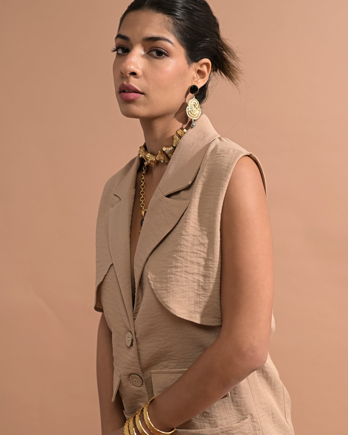 Portia Beige Waistcoat