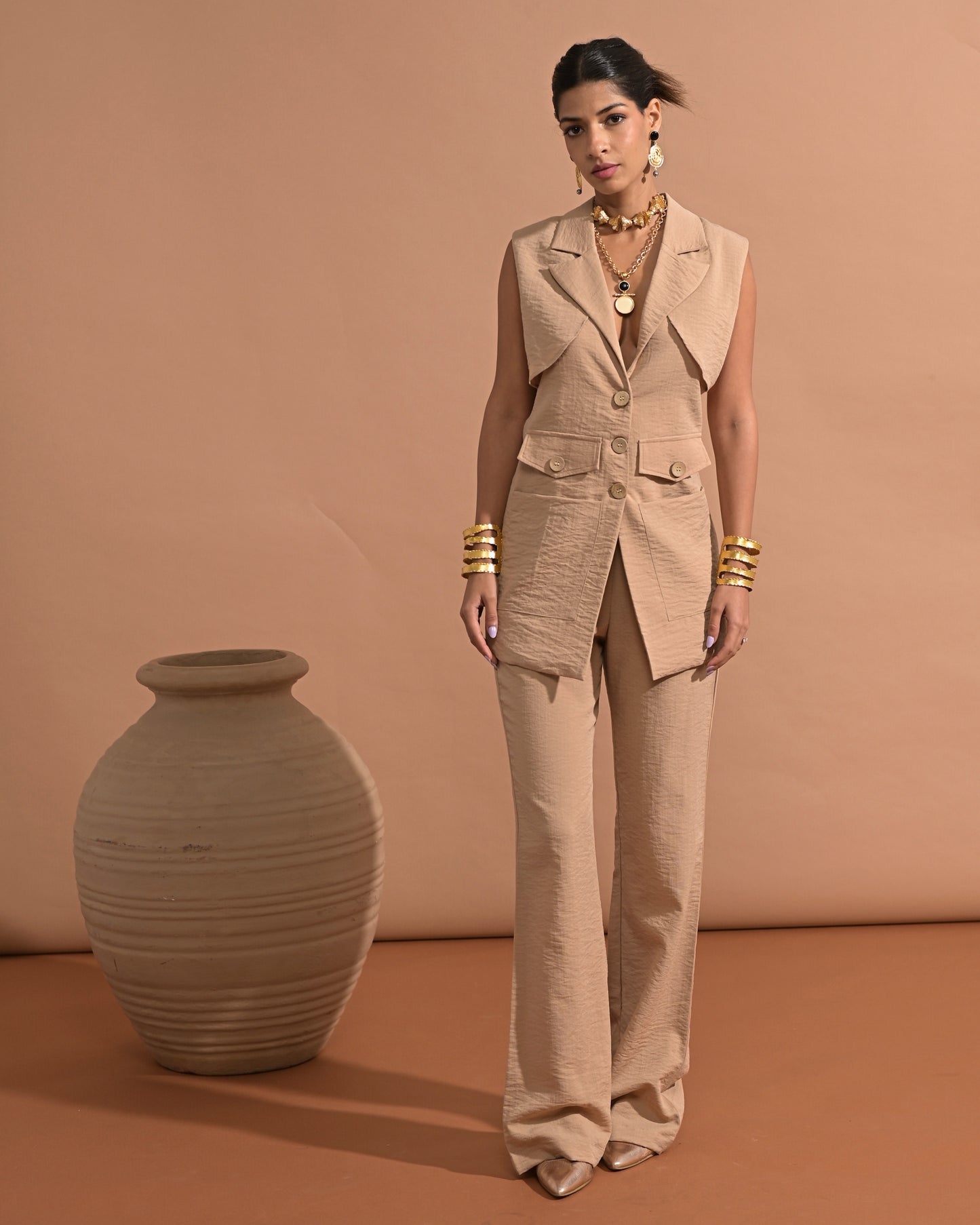 Portia Beige Waistcoat
