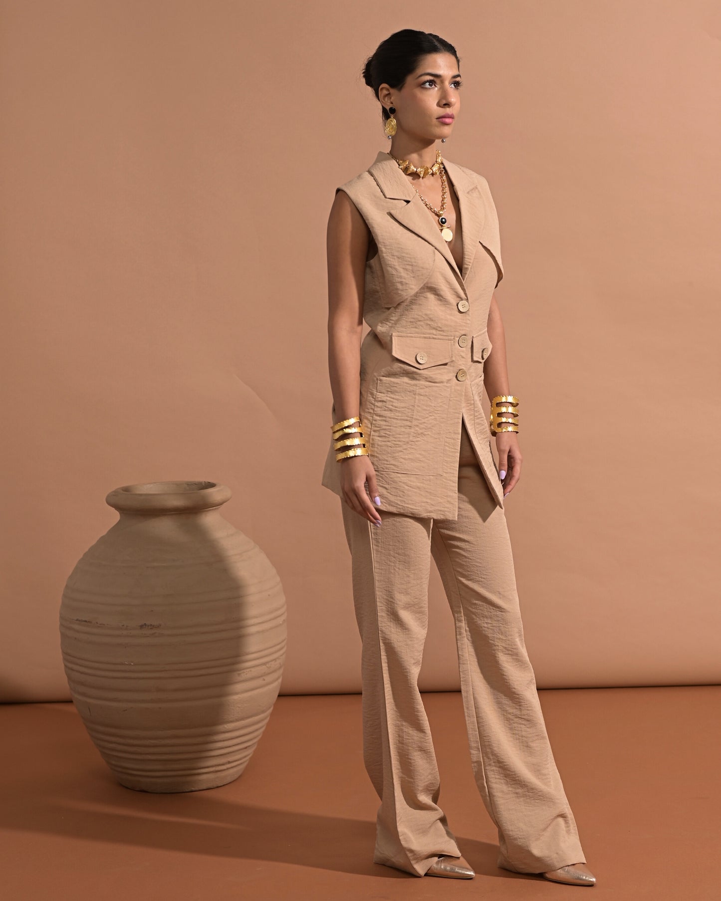 Portia Beige Waistcoat