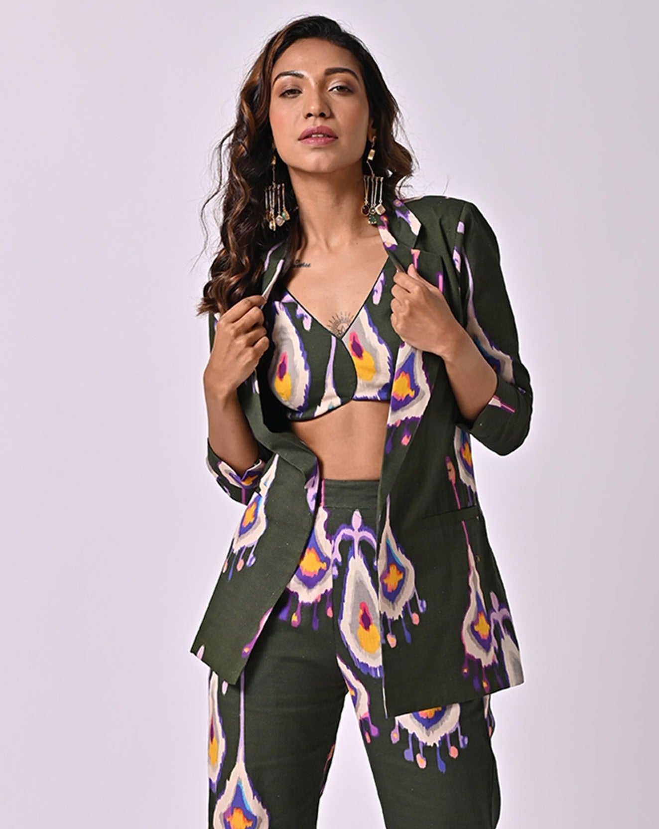 Chandelier Green Ikat Blazer