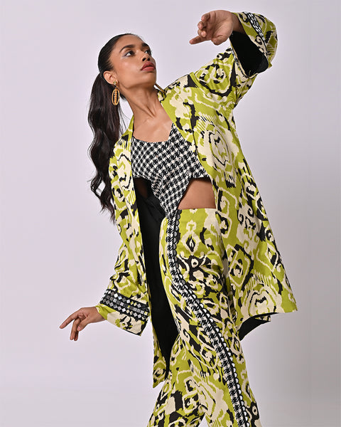Ayna Embroided Ikat Trench Coat
