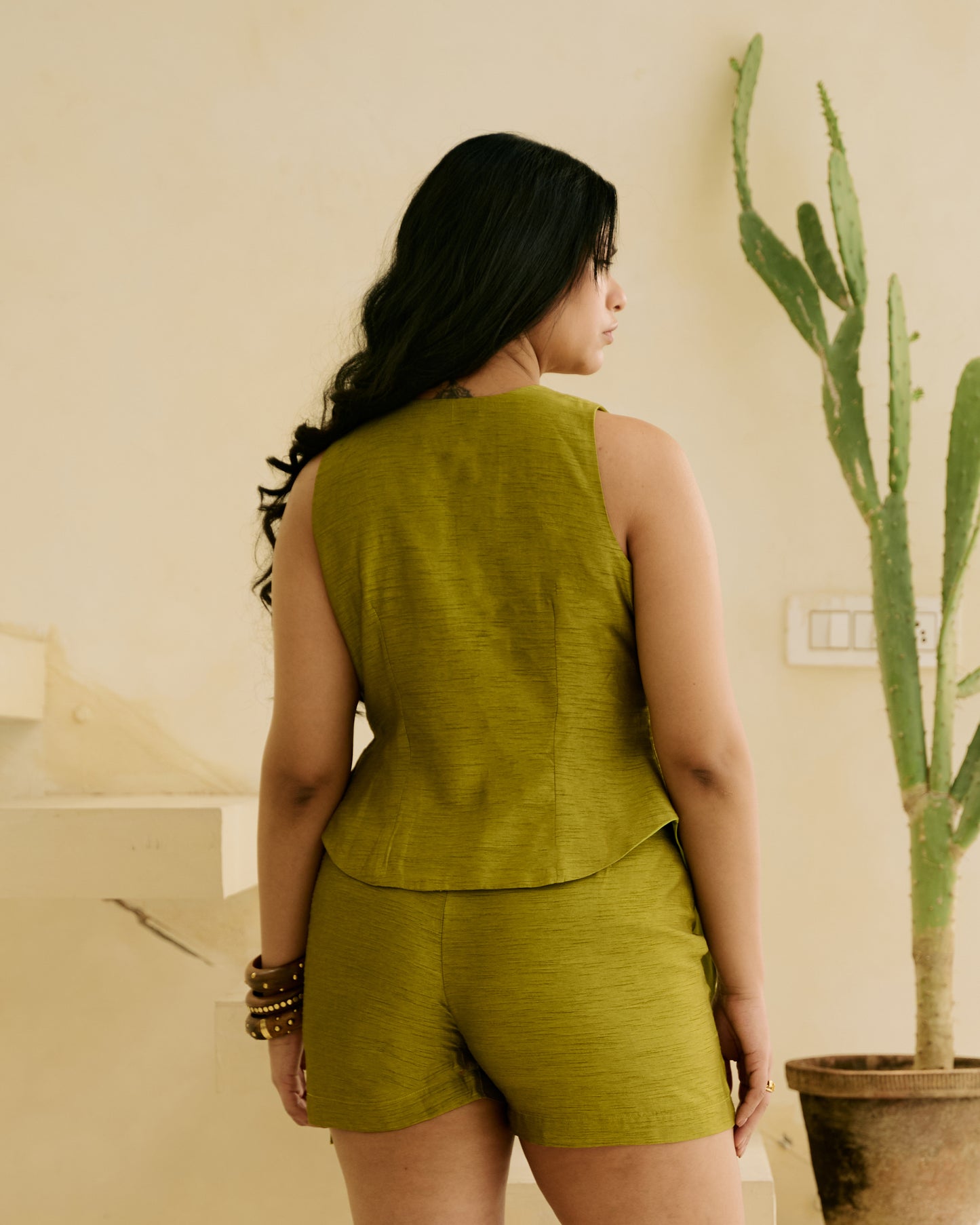 Green Charm Wrap Top