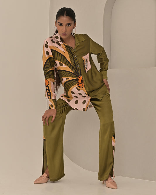 Palm Shirt and Pants Co-ord Set