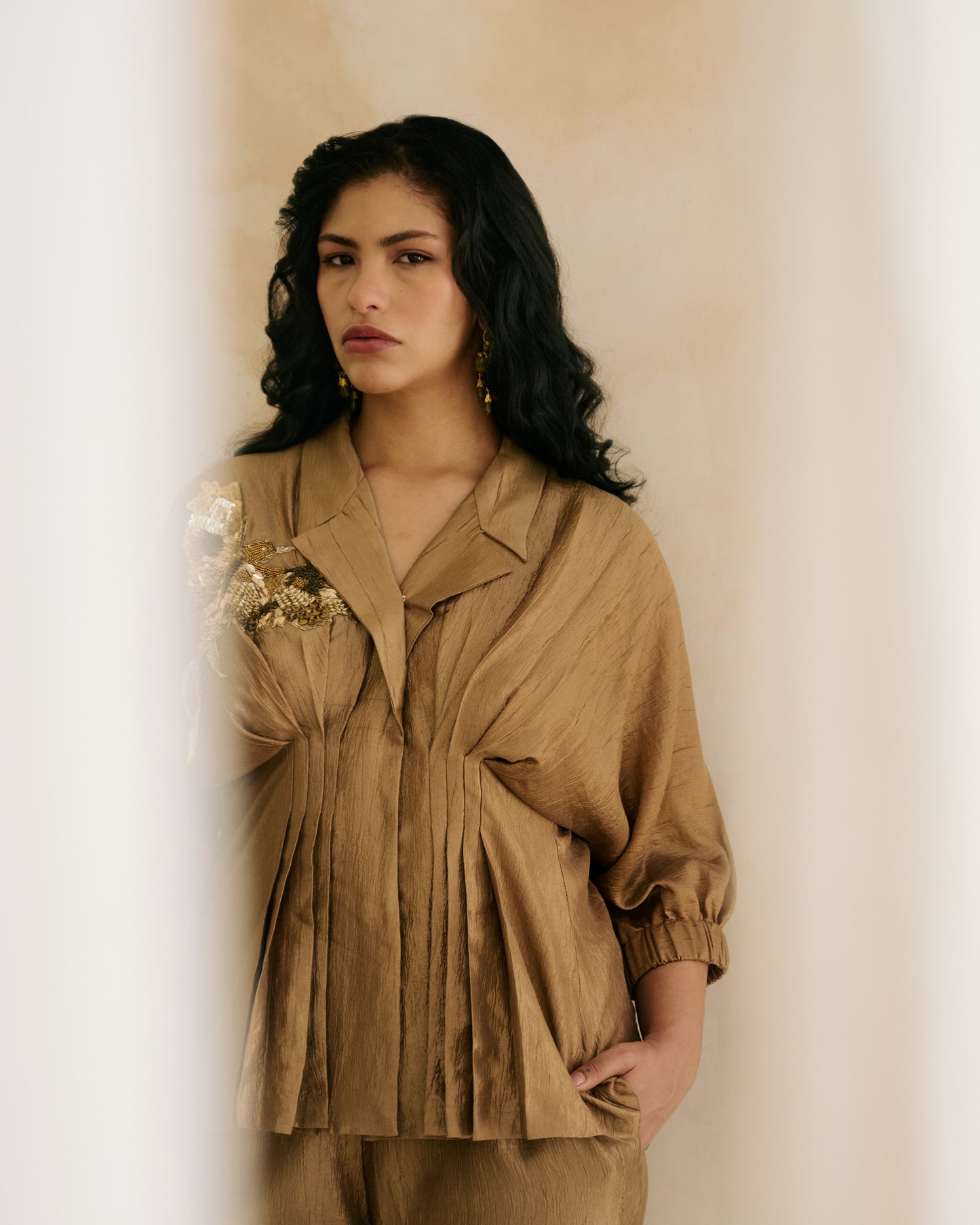 Seher Gold Embroided Top
