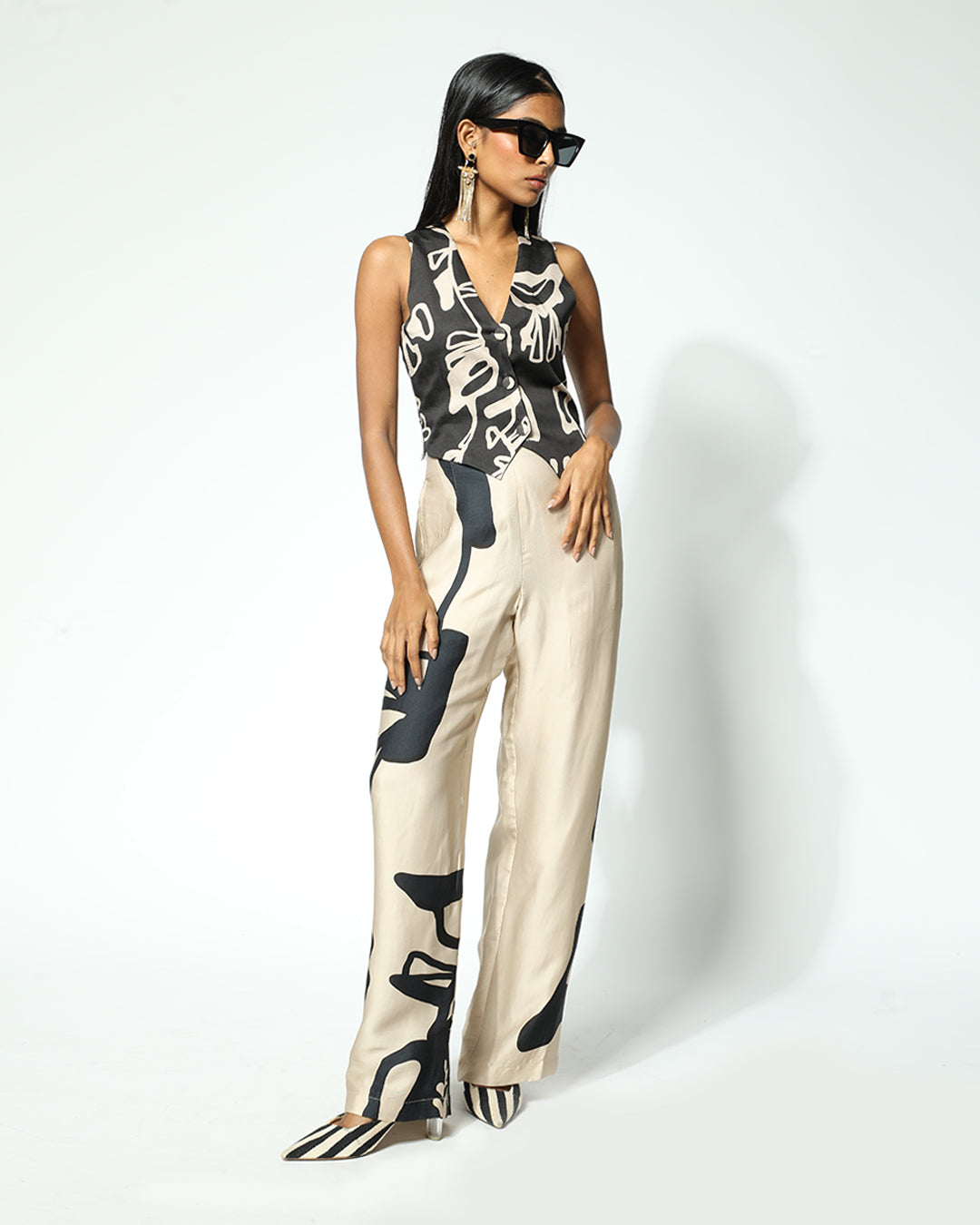 Tokyo Black and Beige Pant