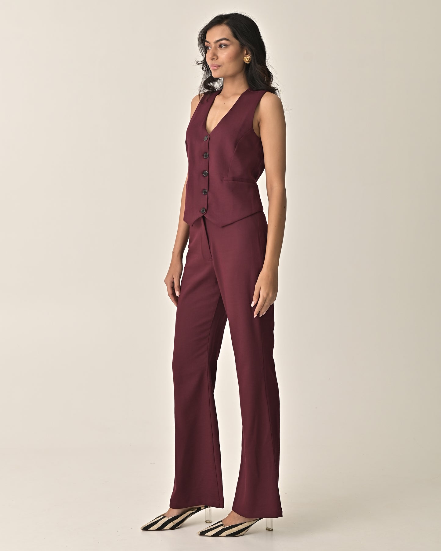 Abby Burgundy Waistcoat