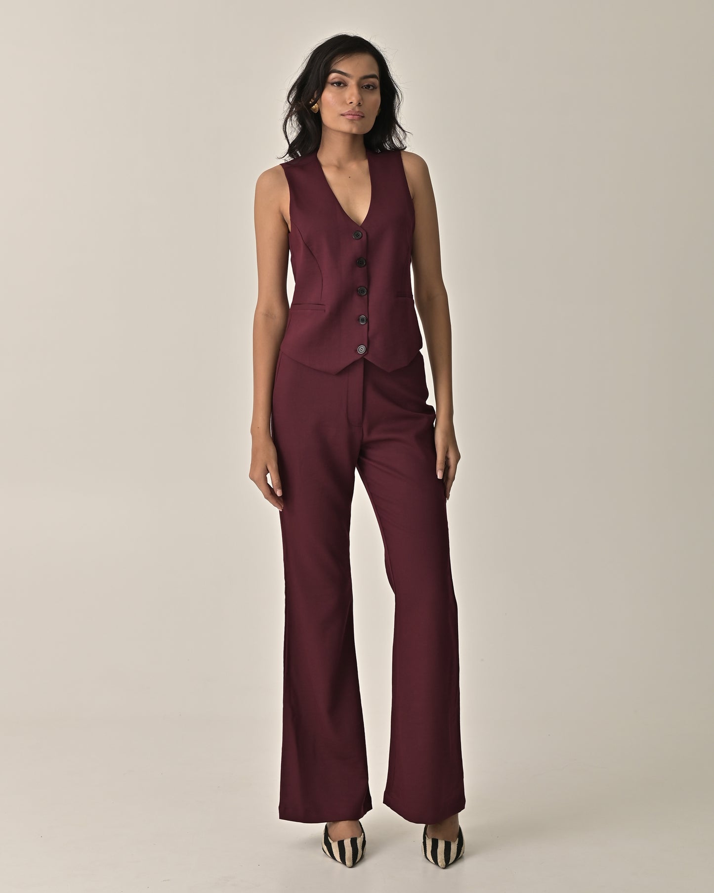 Abby Burgundy Waistcoat