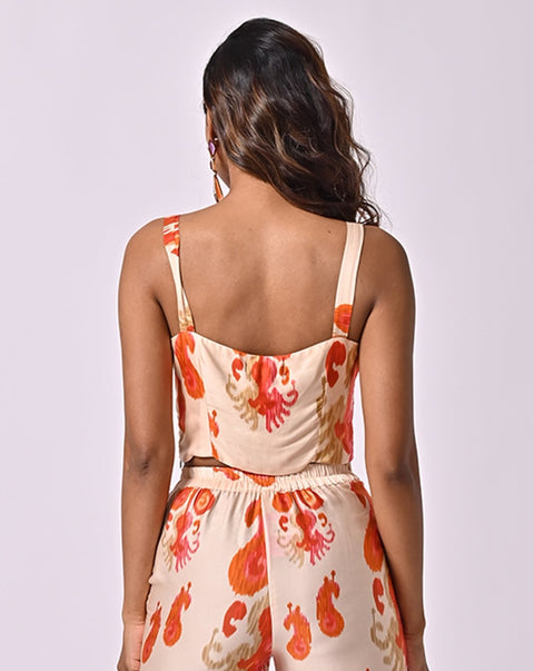 Peach Ikat Crop Top