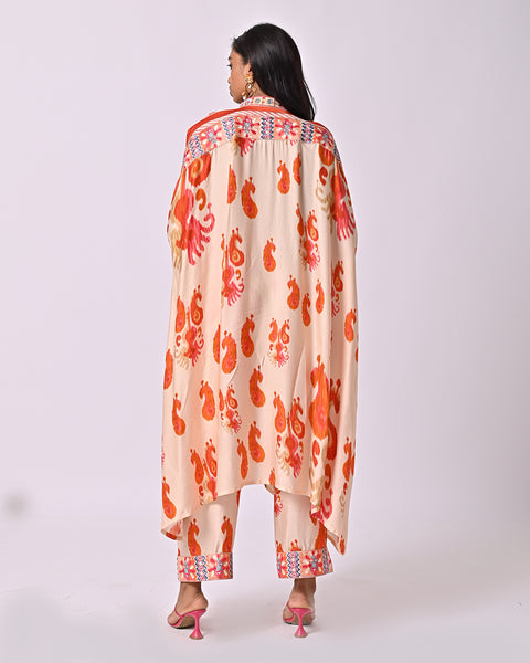 Peach Ikat Long Top