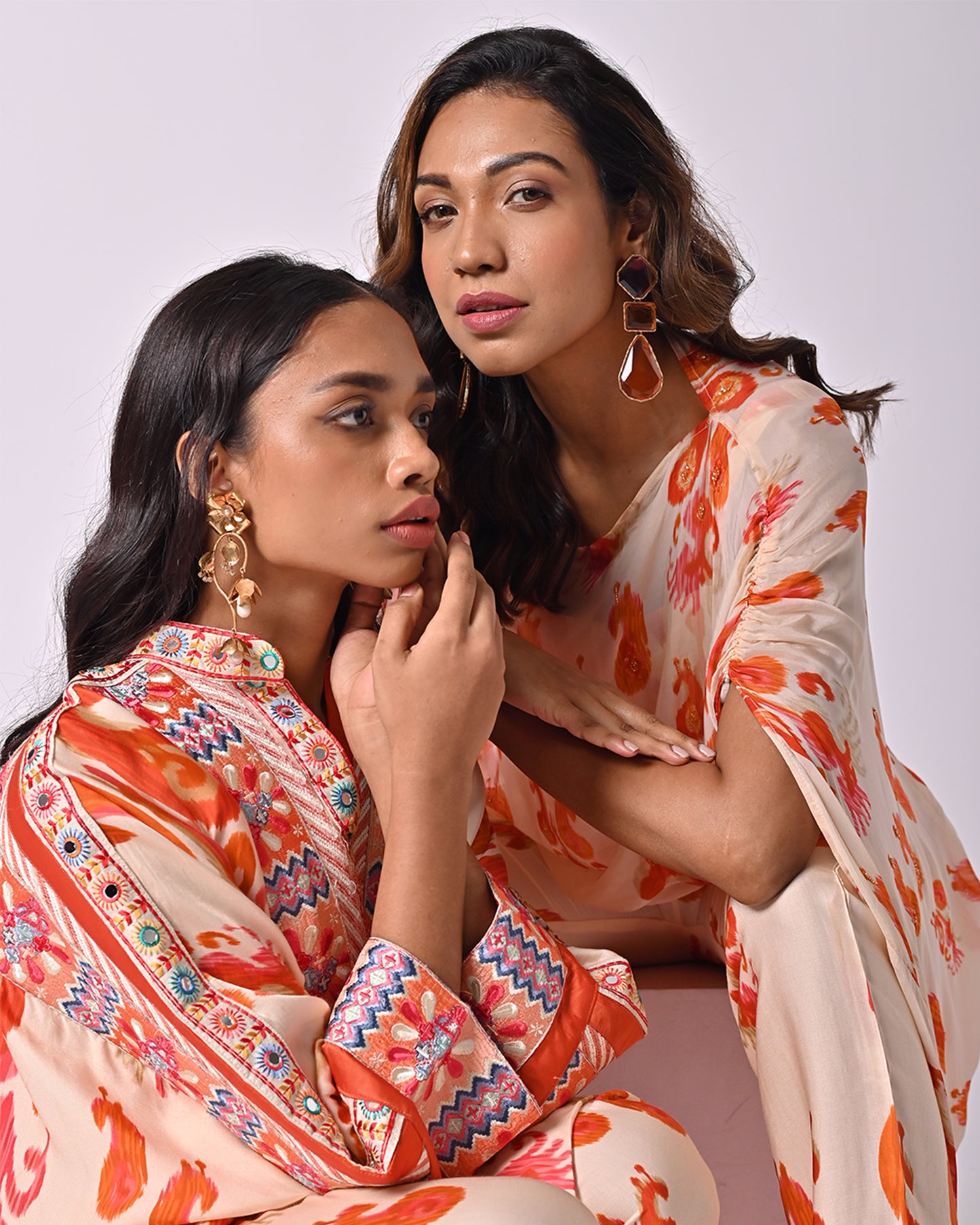 Peach Ikat Asymmetric Top