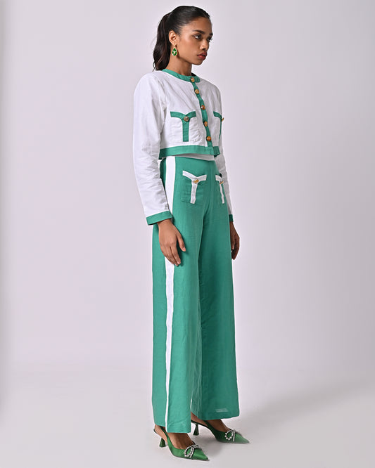 Addison White & Green Pants
