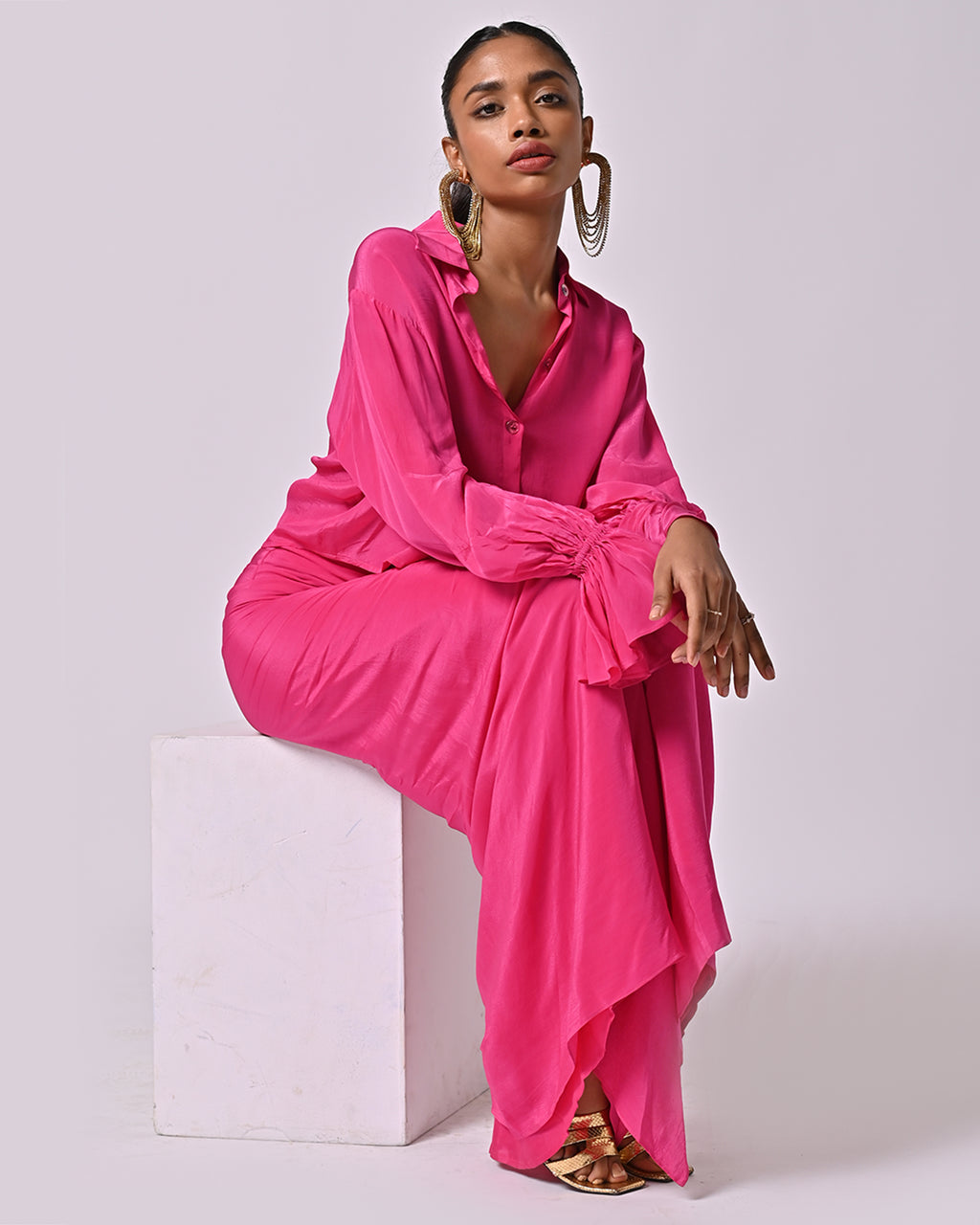 CHLOE MINI SHIRT DRESS - PINK main image 1