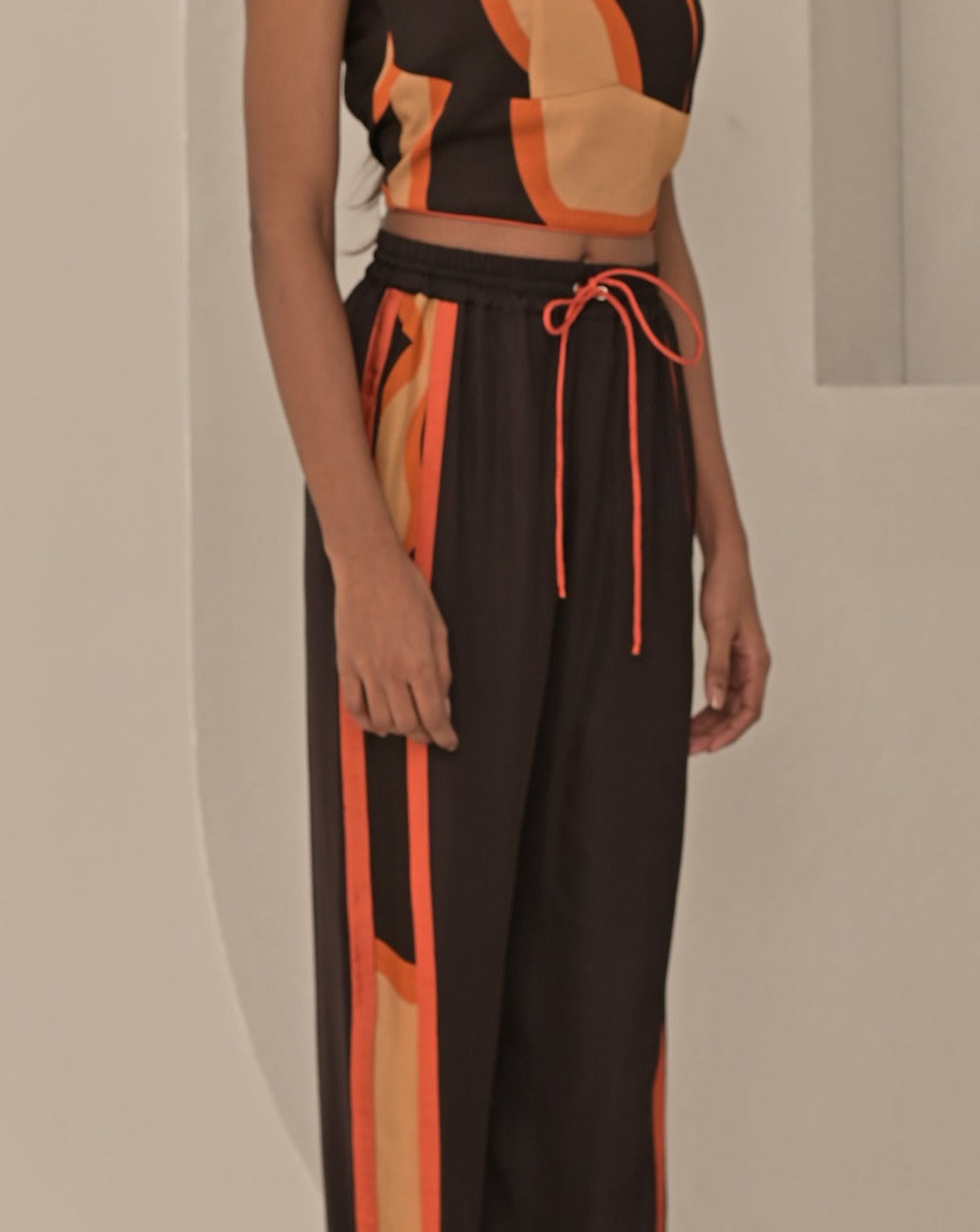 Orange Pop Crop Top and Pant Co-ord Set