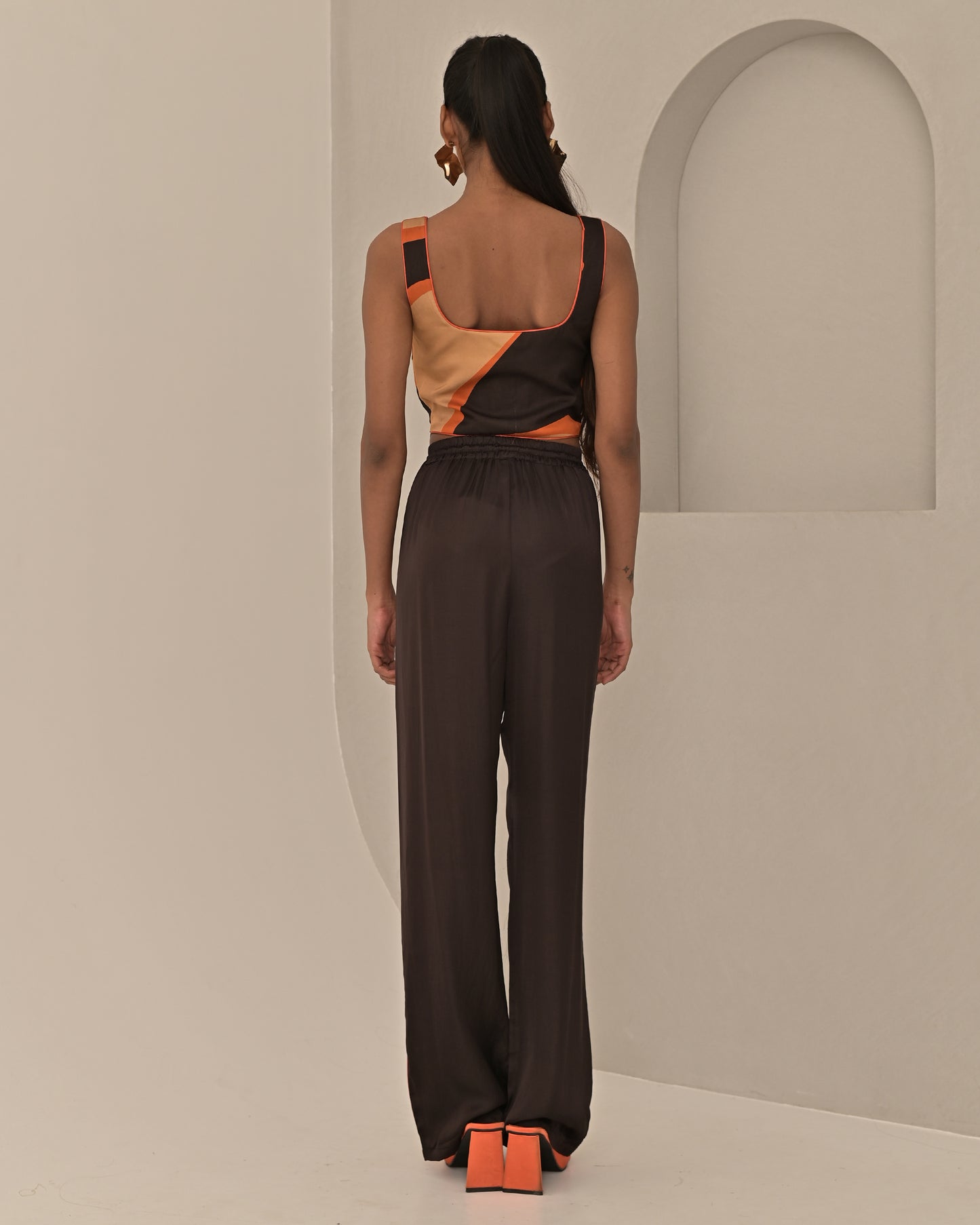 Orange Pop Crop Top and Pant Co-ord Set