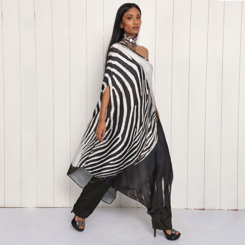 Multicolor Zebra Kaftan Dress - Abstract Print