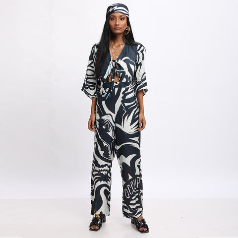Black Kaf Jumpsuit - Abstract Print