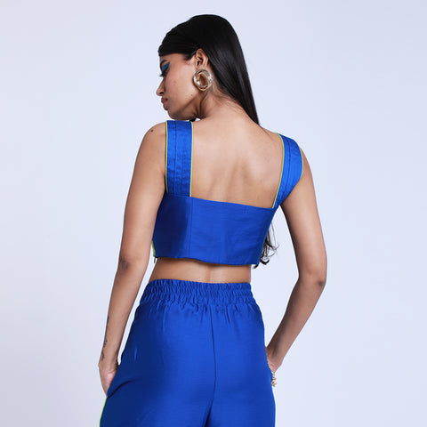 Blue Crissy Asymmetric Crop Top