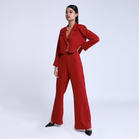 Rue Burgundy Cropped Blazer