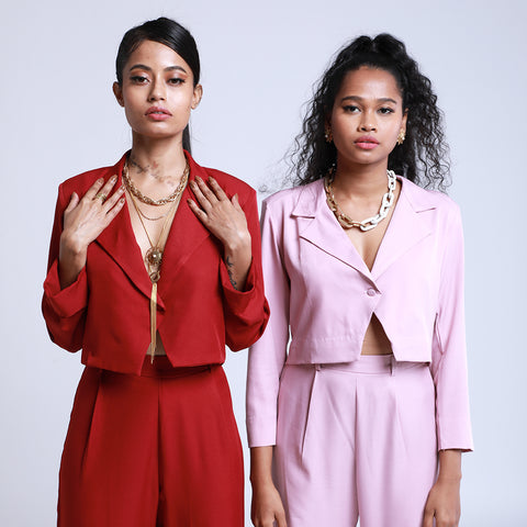Rue Burgundy Cropped Blazer