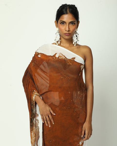 Brown Edge One Shoulder Top