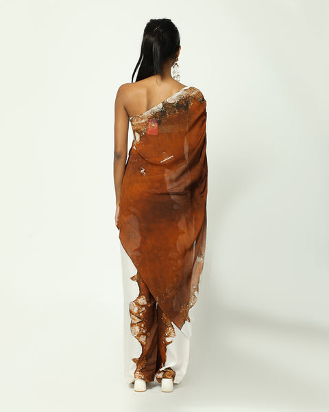 Brown Edge One Shoulder Top