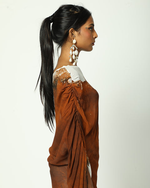 Brown Edge One Shoulder Top