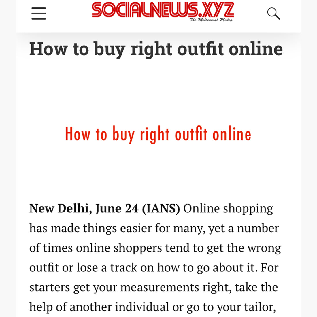 SOCIAL NEWS. XYZ - HOW TO BUY THE RIGHT OUTFIT ONLINE