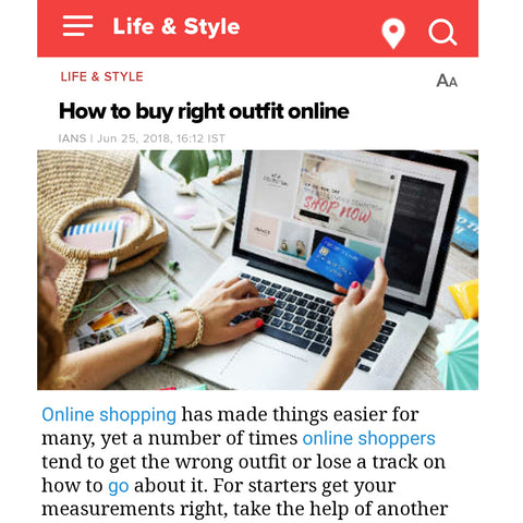 TIMES OF INDIA - HOW TO BUY THE RIGHT OUTFIT ONLINE