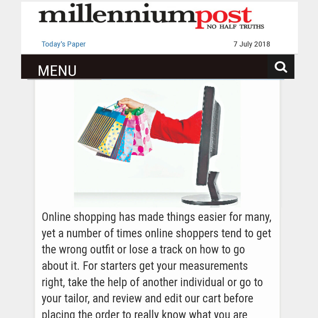 MILLENNIUM POST - HOW TO BUY THE RIGHT OUTFIT ONLINE