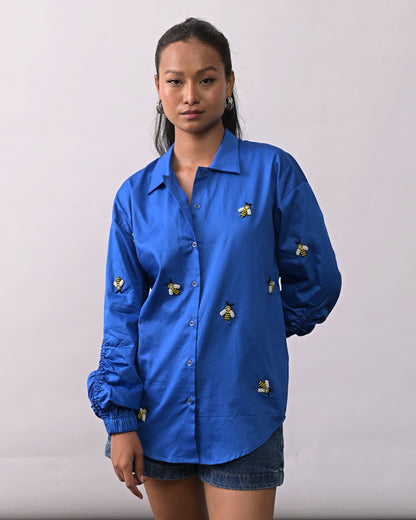 Blue Bee Embroidered Shirt