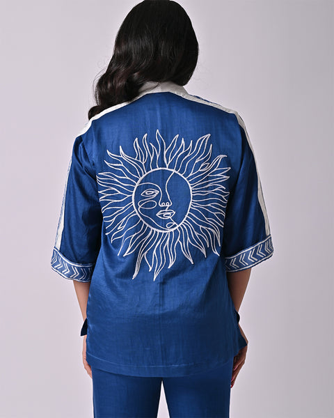 Blue Sun Embroidered Top