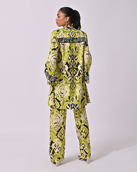 Ayna Embroided Ikat Trench Coat