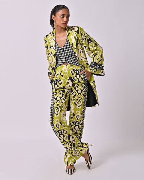 Ayna Embroided Ikat Trench Coat