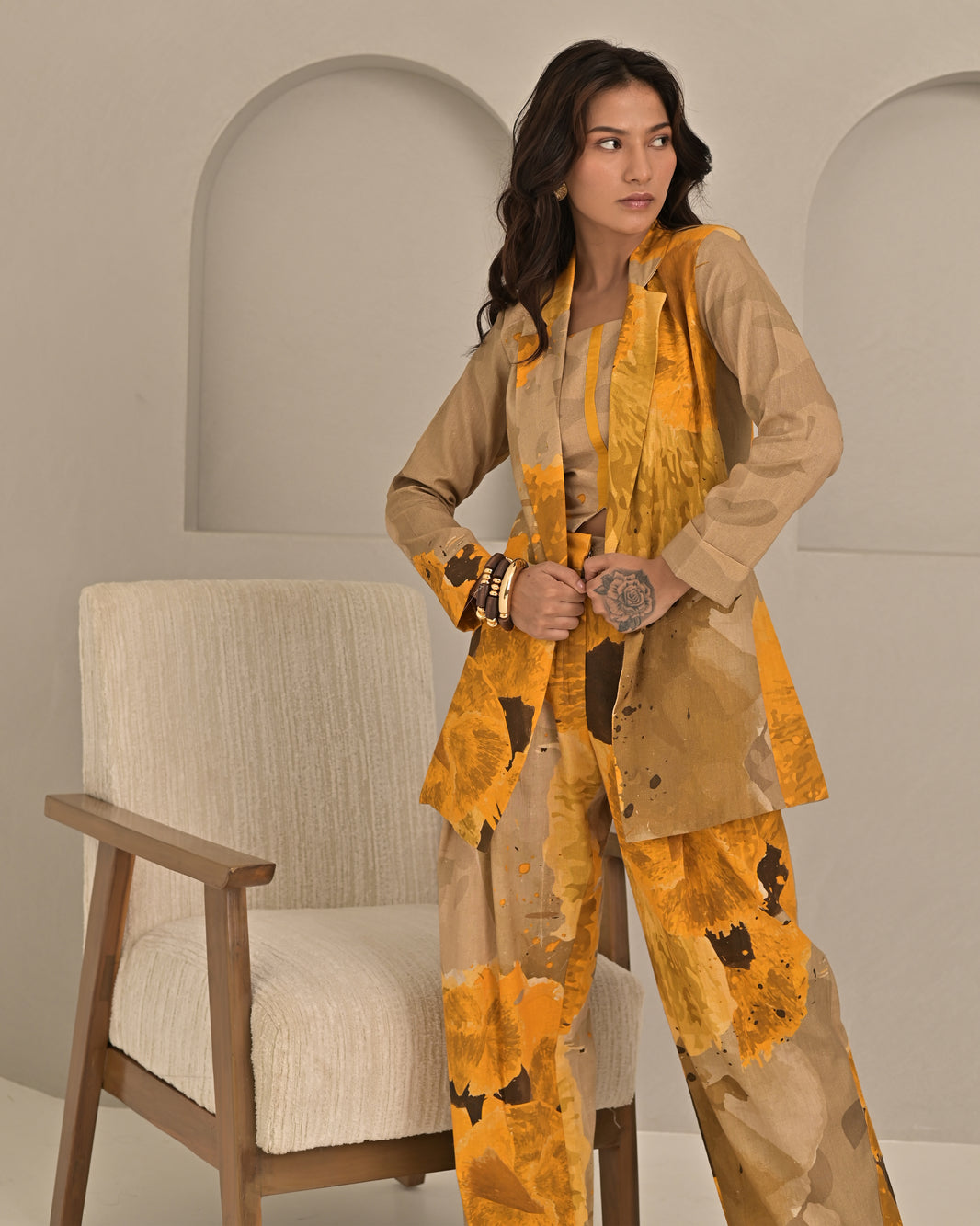 Women’s Chevron Quilted Blazer & Pant Co-Ord Set