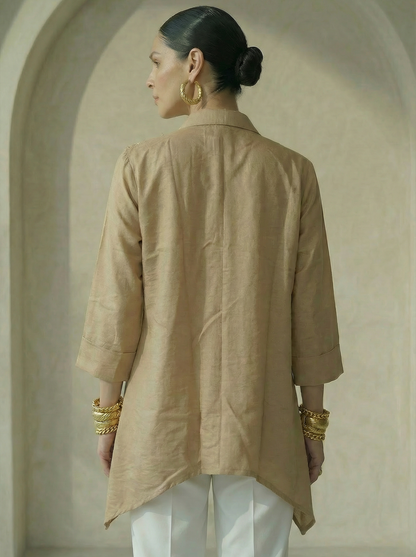 Keya Beige Embroidered Shirt