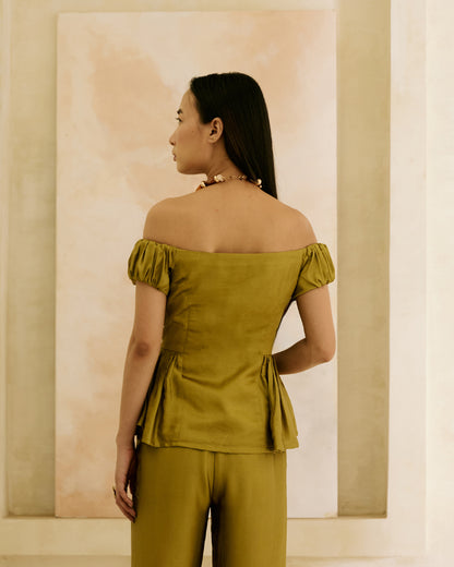Sage Peplum Top