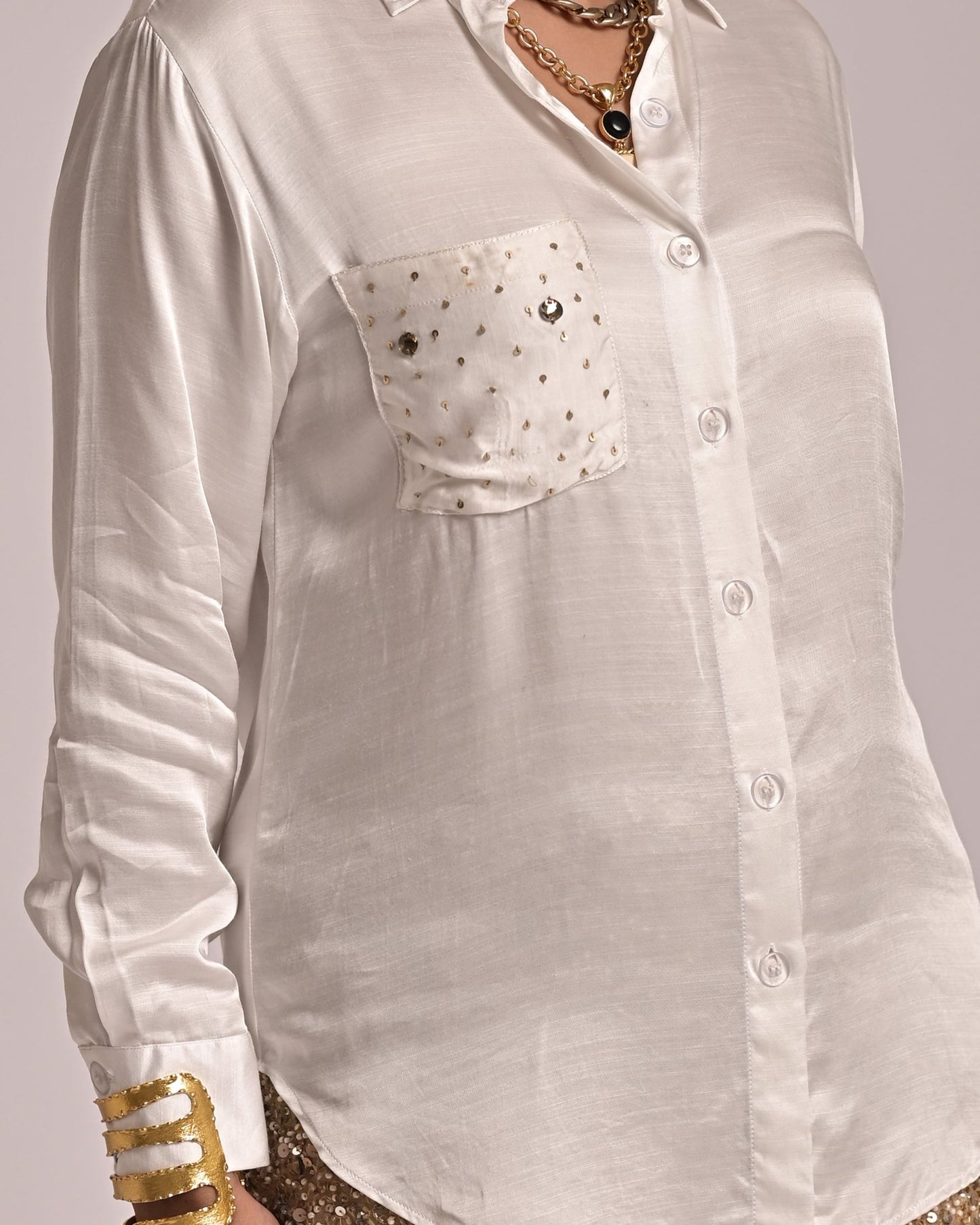 White Cross Embroidered Shirt