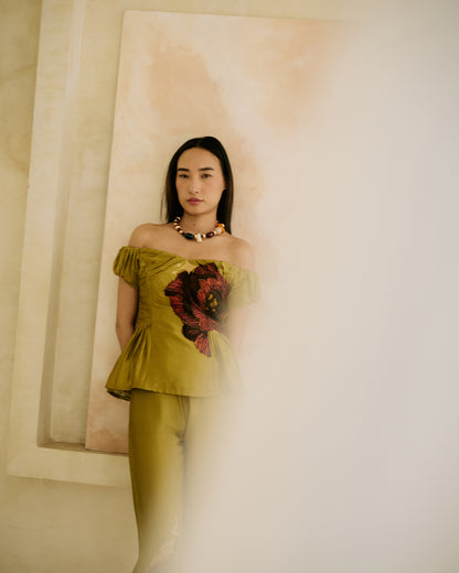 Sage Peplum Top