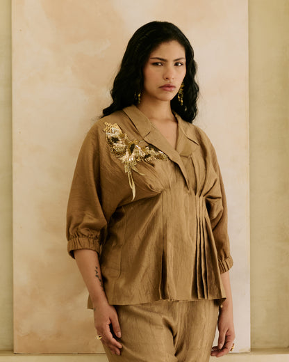 Seher Gold Embroided Top