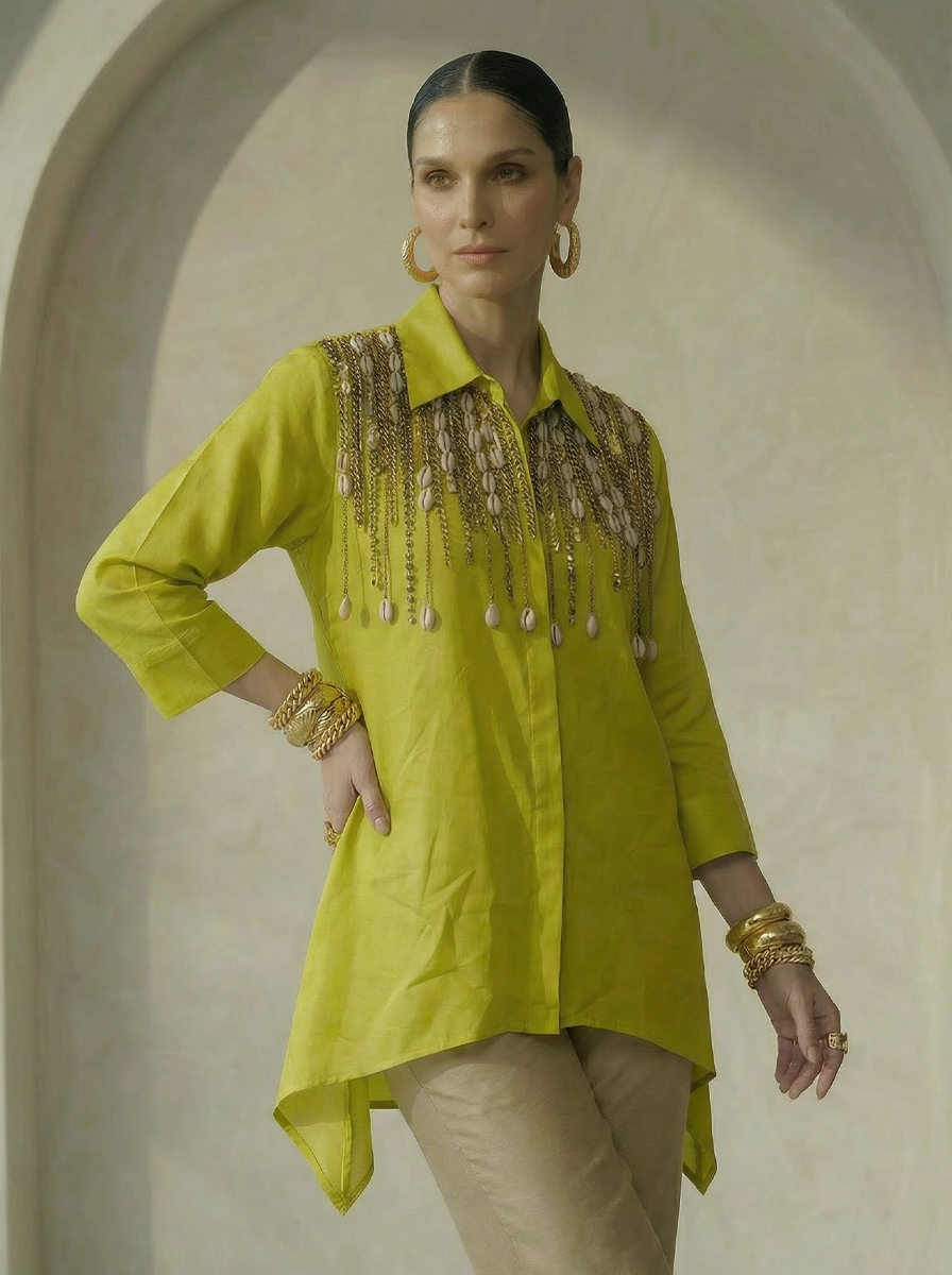 Keya Lime Embroidered Shirt
