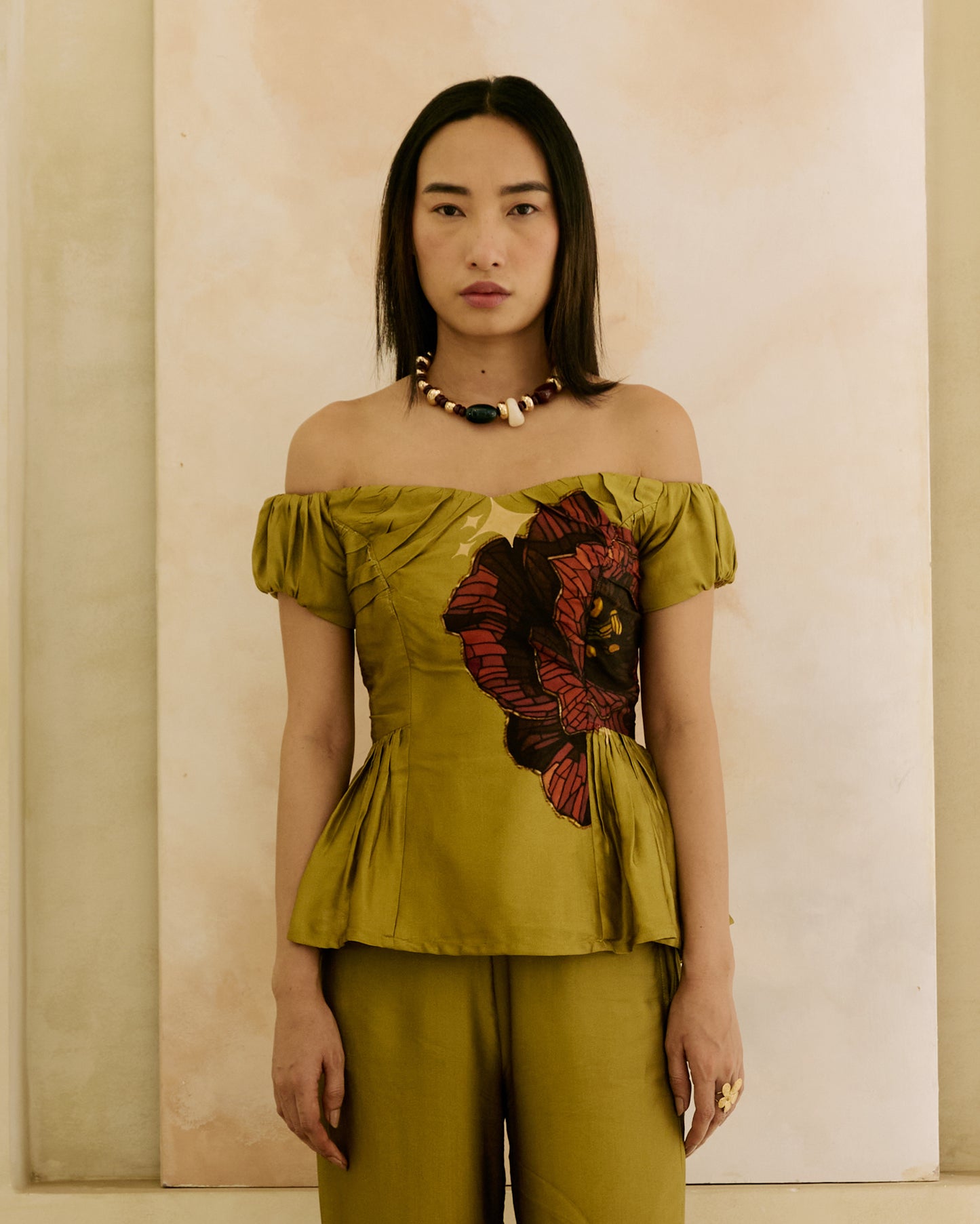 Sage Peplum Top